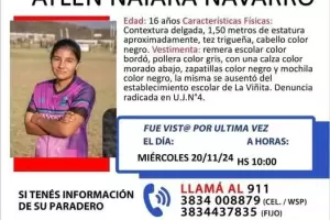 Buscan desesperadamente a Aylen Naiara Navarro, una adolescente de 16 aos