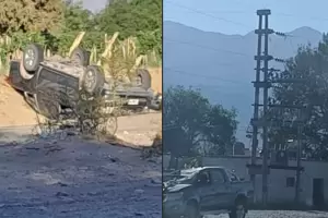 Impactante vuelco de una camioneta en el ingreso a Fiambal