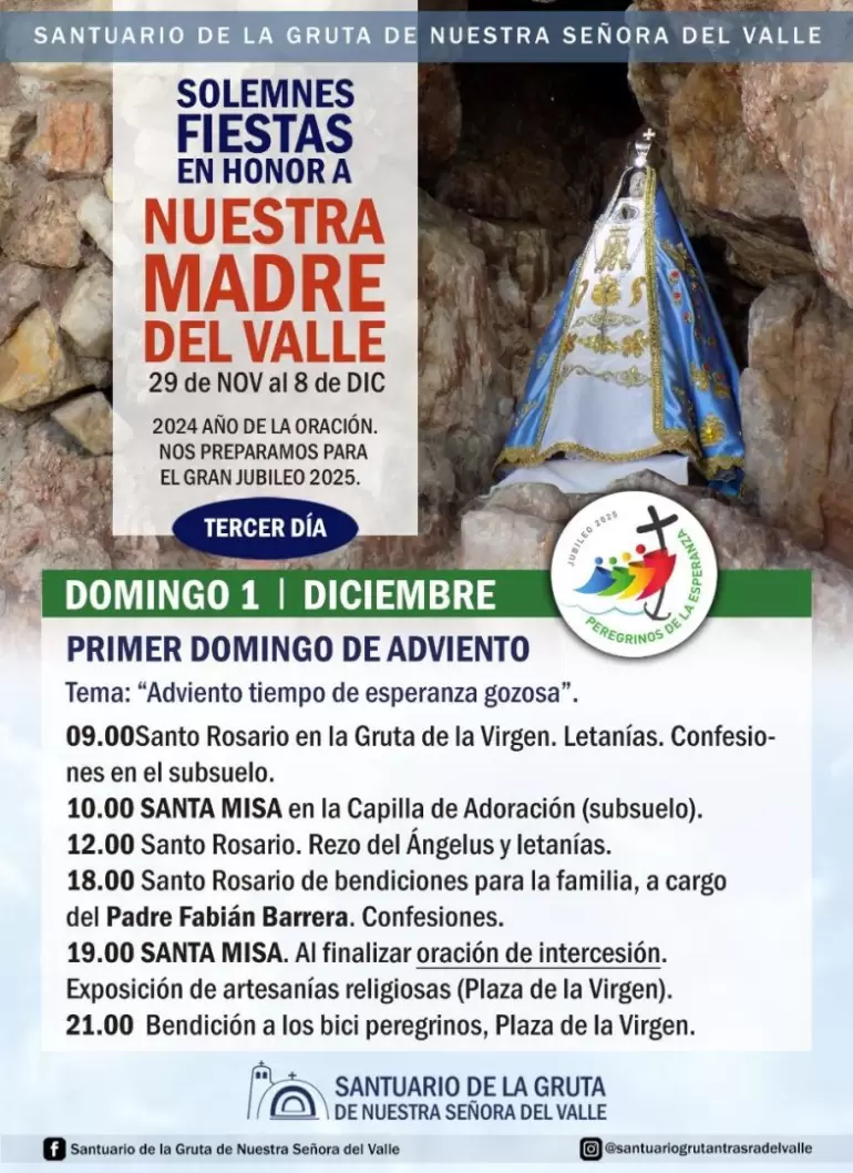 🌸Programa de las festividades en el Santuario de la Gruta