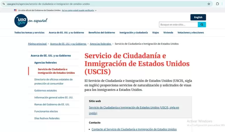 Portal del sitio web del Servicio de Ciudadana e Inmigracin de Estados Unidos, donde especifican los casos de deportacin an teniendo la green card
