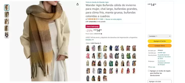 Esta bufanda de Amazon puede ser un regalo ideal para Navidad.