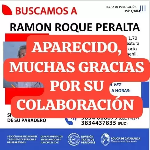 Apareció Ramón Peralta