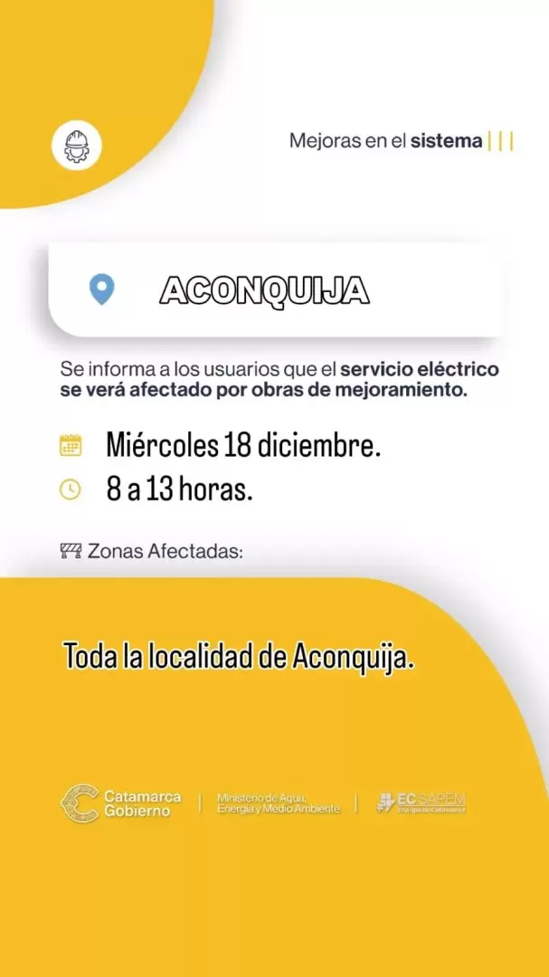 corte aconquija miercoles 18