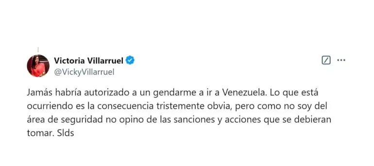 Villarruel apunt contra Bullrich por el secuestro del gendarme en Venezuela