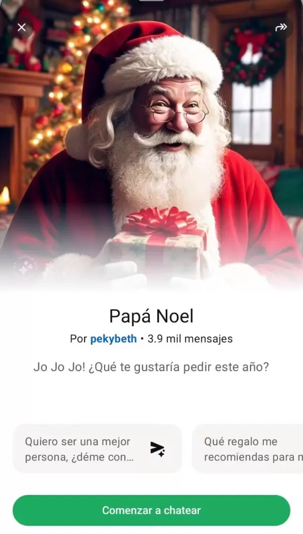 Paso a paso para chatear con el Pap Noel. (Foto: captura de WhatsApp).
