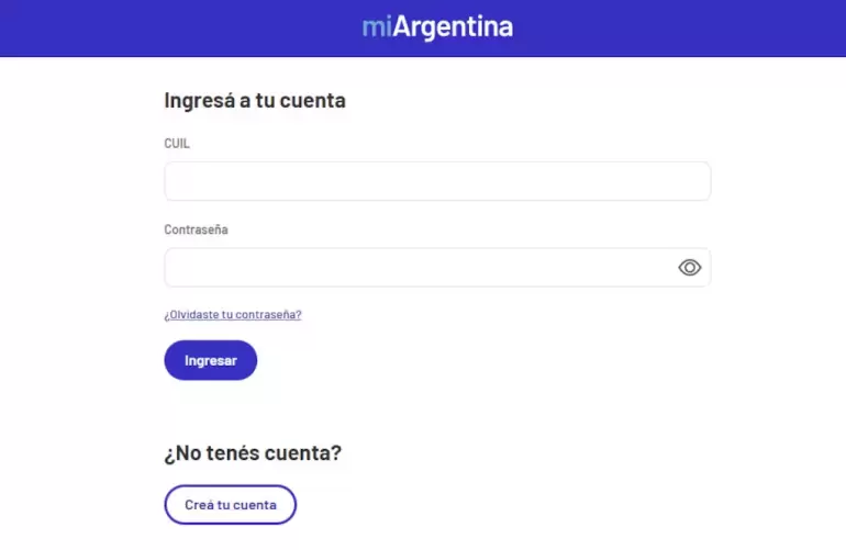 As se verifica en Mi Argentina el cobro del programa (Foto: Mi Argentina).