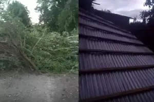 Fuertes vientos volaron el techo de una vivienda en Pomn