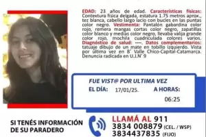 Contina la bsqueda desesperada de una joven de 23 aos