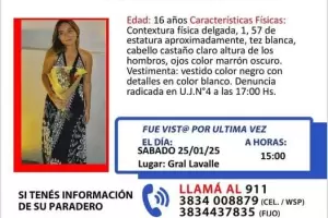 Buscan desesperadamente a una adolescente de 16 aos