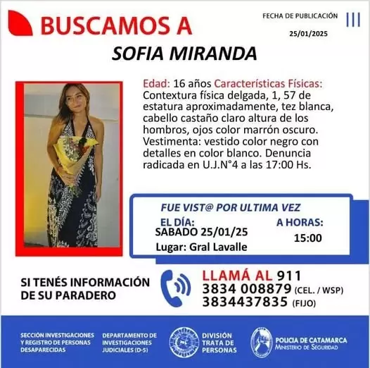 Buscan desesperadamente a Sofia Miranda