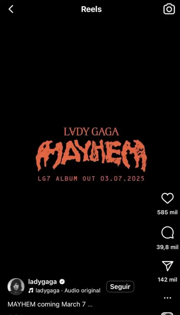 La cantante anunci la fecha de estreno de su nuevo disco. (Fuente: Instagram/ladygaga)