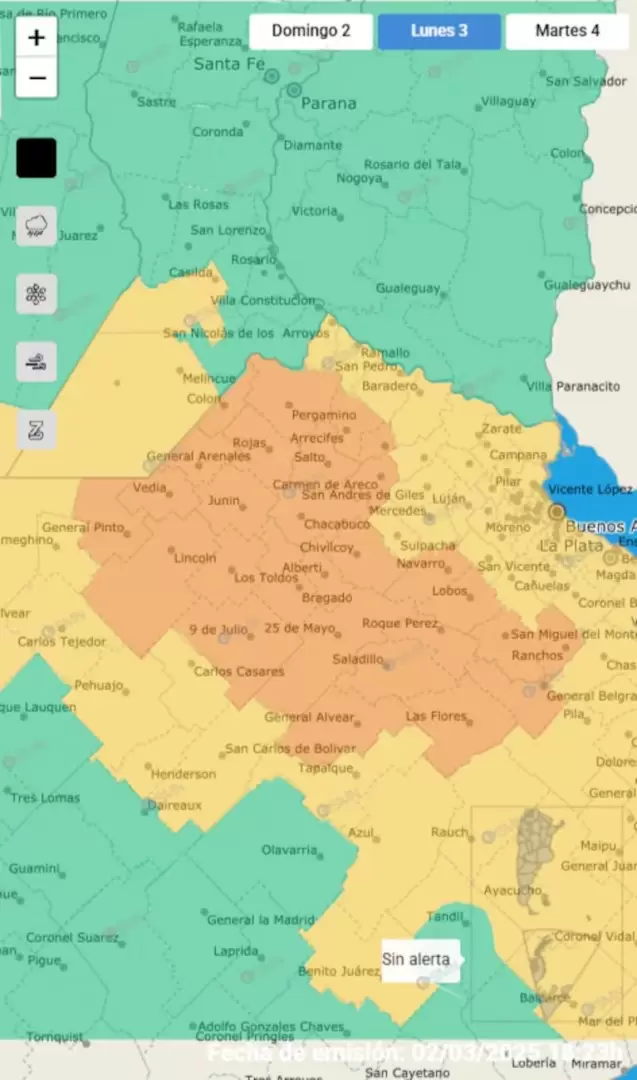 whatsapp image 2025-03-03 at Zonas bajo alerta naranja por tormenta. (Foto: SMN)
am (3)