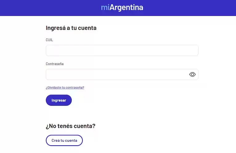 As se verifica en Mi Argentina el cobro del programa (Foto: Mi Argentina).