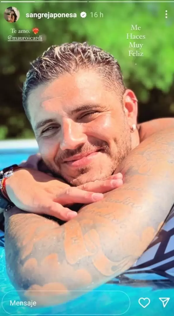 Mauro Icardi aprovech� la ola de calor para darse un chapuz�n en la pileta con la China Su�rez. (Foto: instagram/sangrejaponesa)