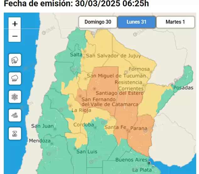 alertas tormentas y vientos