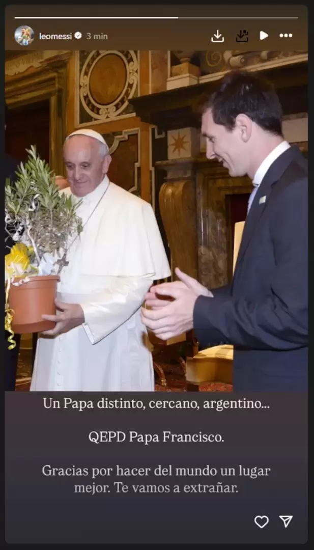 Papa Francisco mensaje de Messi