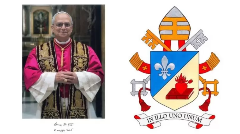 El Vaticano reveló la imagen oficial y el escudo del Papa León XIV