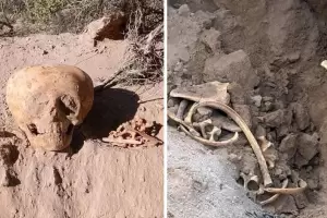 Encontraron dos urnas funerarias con restos seos de formas inusuales en Beln