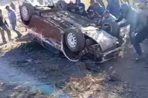 Tremendo vuelco en el Rally del Poncho: una nia debi ser asistida