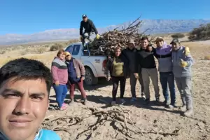 Solidaridad en Palo Blanco: jvenes reparten lea a familias vulnerables ante el crudo invierno