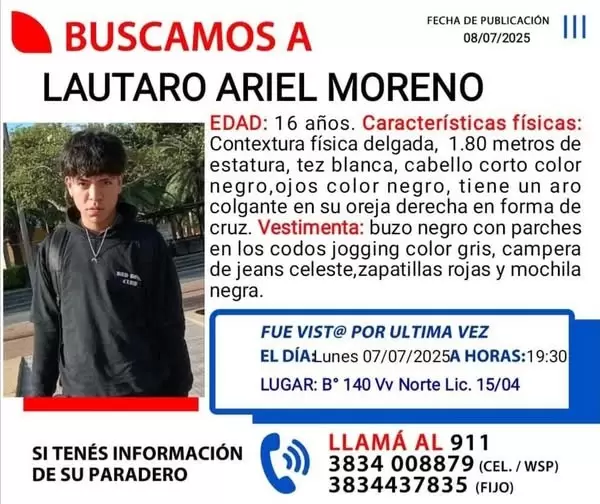 Buscan desesperadamente a un adolescente