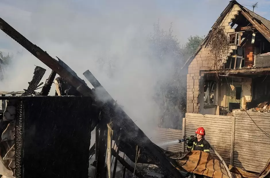Casas arrasadas por Rusia en un aladea ucraniana.