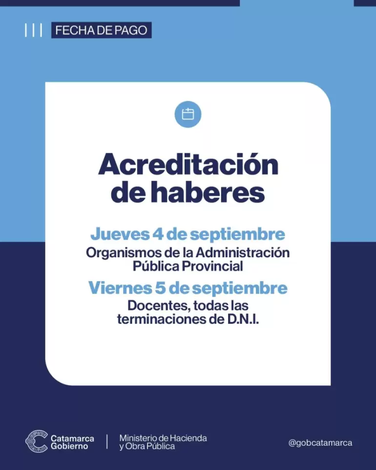 ACREDITACI�N DE HABERES DE LA ADMINISTRACI�N P�BLICA - AGOSTO 2025