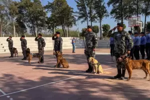 Despedida con honores a perros policas que comienzan una nueva vida en familias catamarqueas