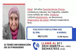 Intensa bsqueda de una mujer de 64 aos con retraso madurativo