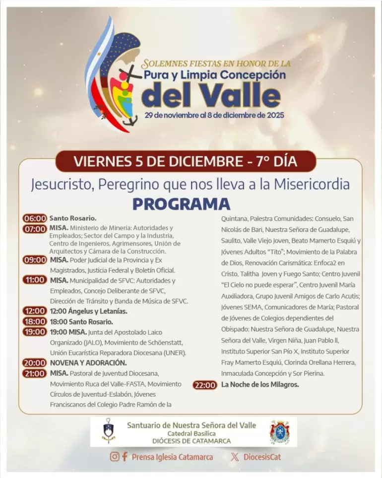 Programa de las Fiestas en honor de la Pura y Limpia Concepcin del Valle - catedral