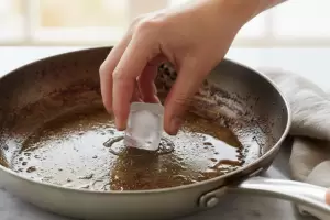 Cmo desengrasar una plancha o sartn con hielo?, fcil y en menos de 10 minutos
