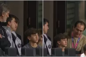 La reaccin de Thiago Messi que se viraliz durante el Barcelona-River en la Messi Cup de Miami