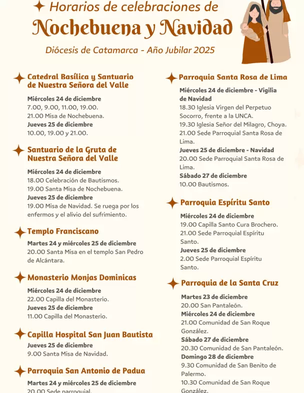 celebraciones navidad horarios