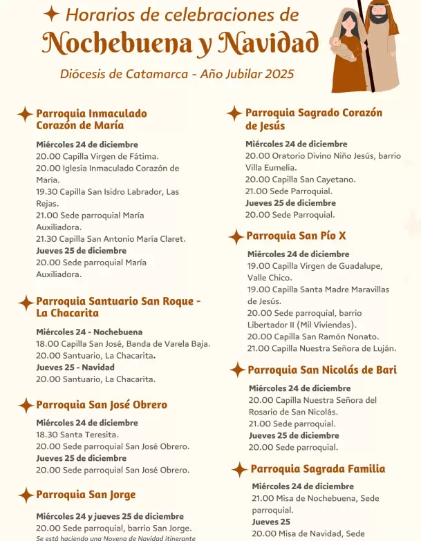 celebraciones navidad horarios