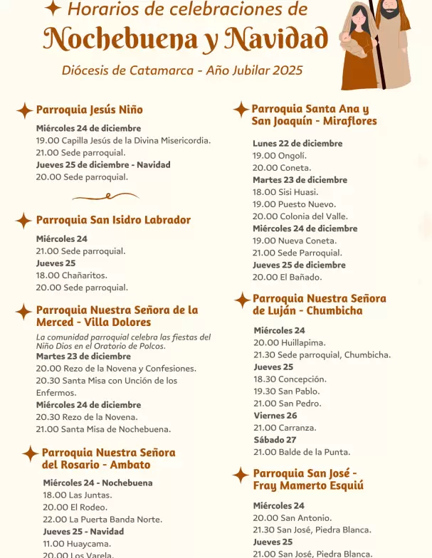 celebraciones navidad horarios