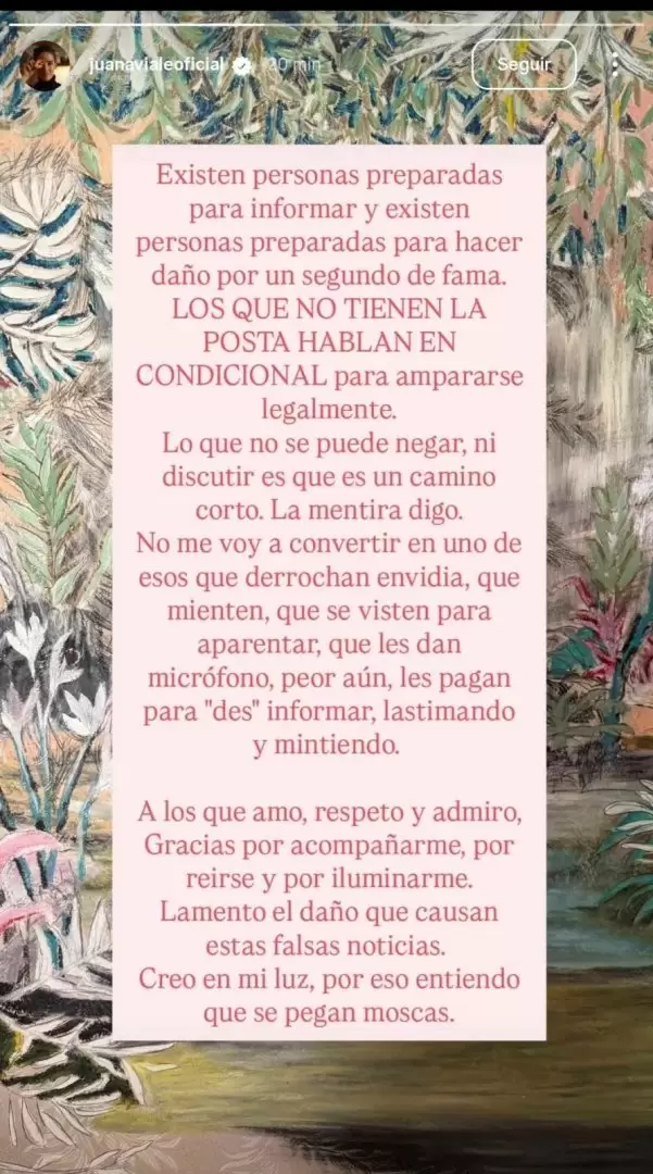 El mensaje de Juana Viale tras la separaci�n de Mauricio Macri. (Foto: Instagram/juanavialeoficial)