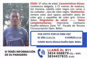 Buscan a Yoel Iv�n Pachado, desaparecido en el departamento Bel�n