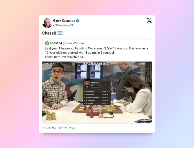 Kasparov sobre Faustino Oro