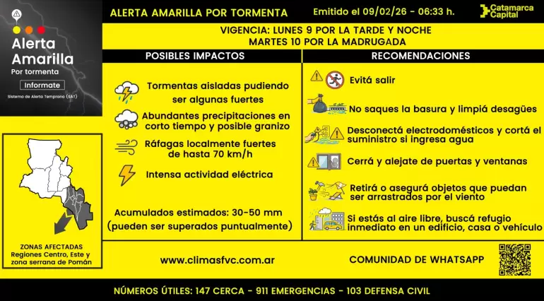 Alerta amarilla por tormentas