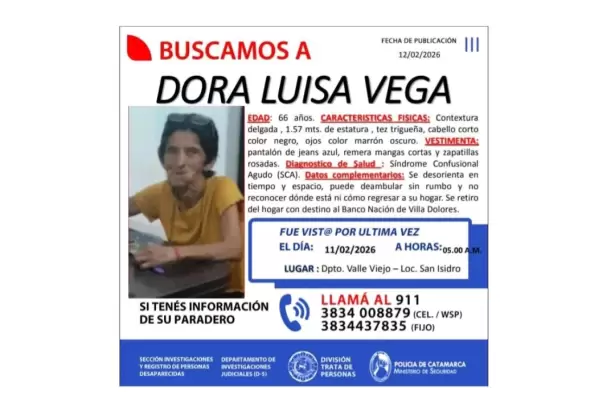 Urgente: buscan a Dora Luisa Vega en San Isidro
