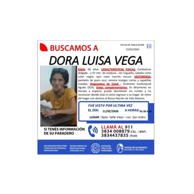 Urgente: buscan a Dora Luisa Vega en San Isidro