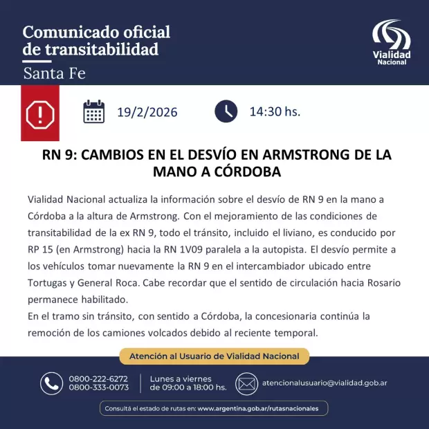 RN 9: Vialidad Nacional reconfigura el tr�nsito por tareas de remoci�n