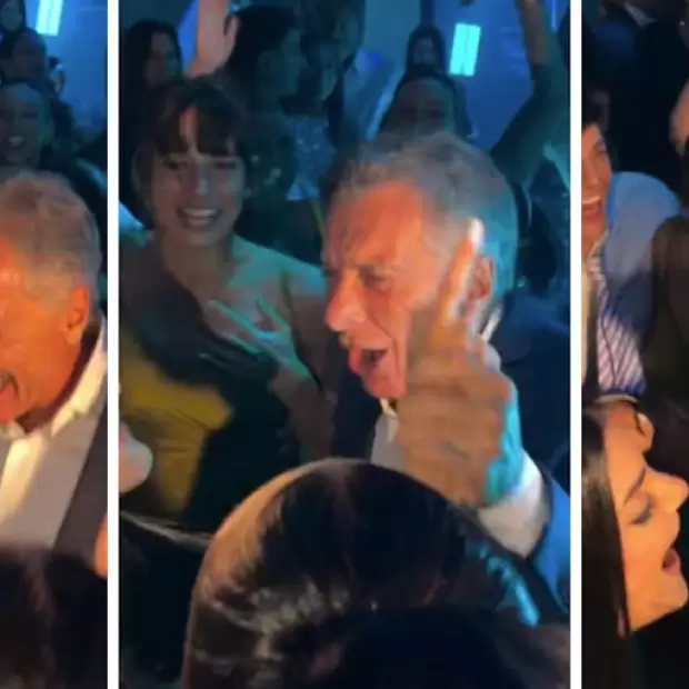 El pogo viral de Mauricio Macri en el casamiento de su sobrino con Emily Lucius