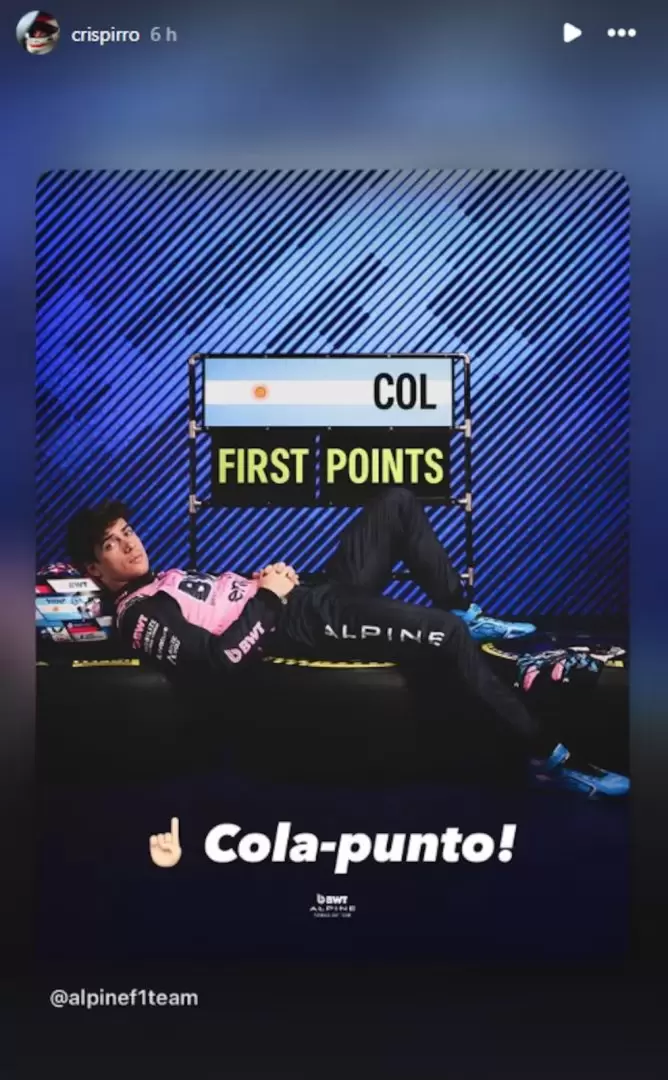 Uno de los ingenerios de Franco Colapinto celebró la actuación del piloto en el GP de China. (Foto: Captura).