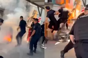 IMPACTANTE VIDEO: se prendi� fuego en la puerta de su empresa en reclamo por la falta de pago