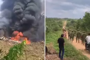 Un avi�n de la Fuerza A�rea de Colombia se estrell�: llevaba a m�s de 120 personas