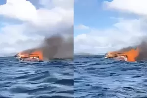 Nahuel Huapi: se incendi� una lancha y el tripulante se salv� lanz�ndose al lago