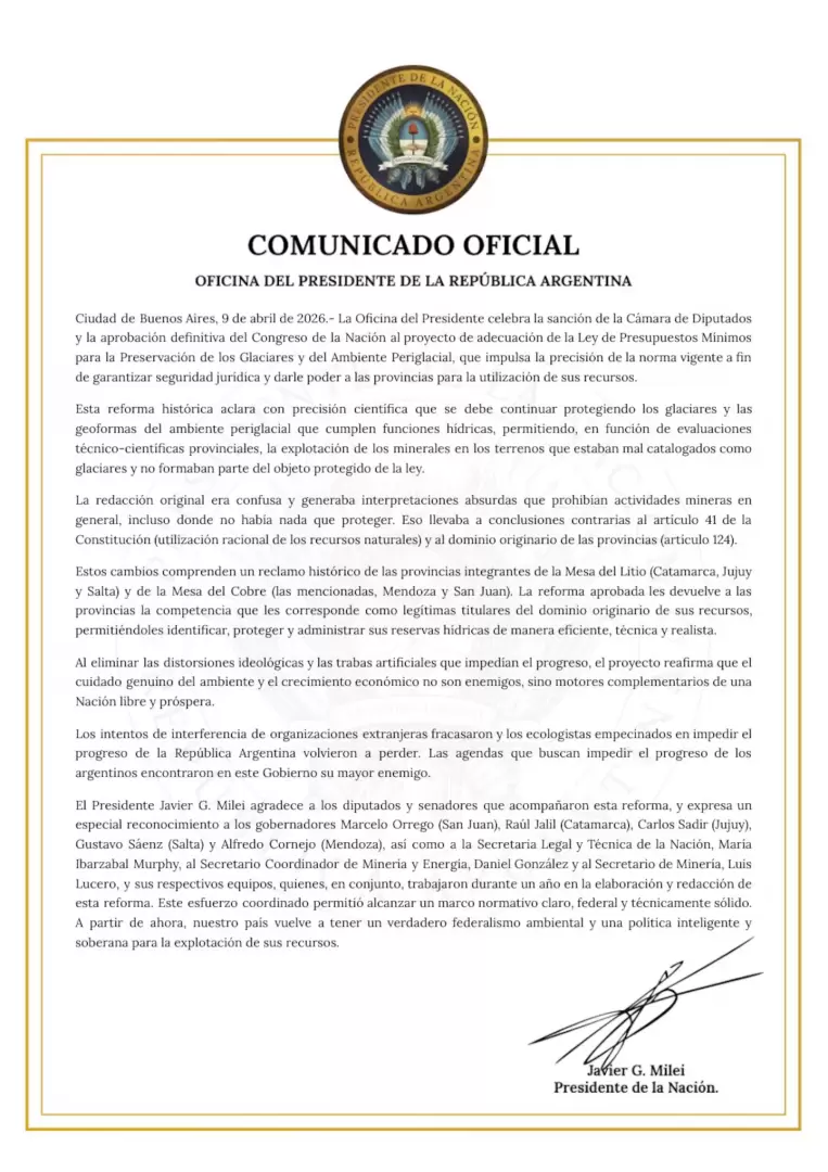 glaciares aprobaci�n