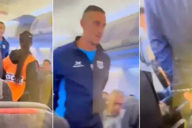 VIDEO: un futbolista catamarque�o grit� "bomba" en el avi�n y lo detuvieron delante de todos