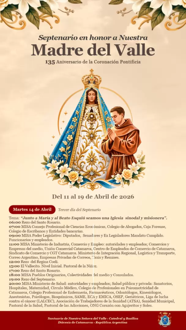 virgen del valle programa catedral martes